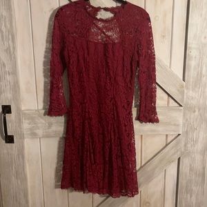 Francesca’s burgundy lace dress